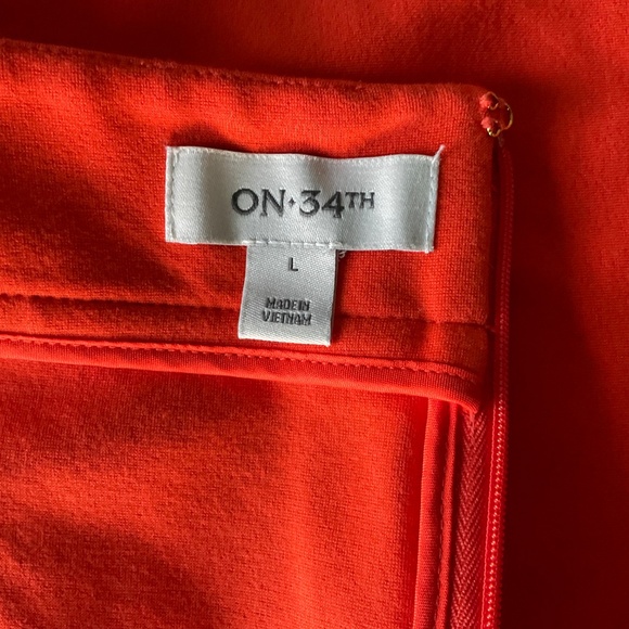 On 34th Women's Ponté-Knit Mini Skirt Orange Stretch w/ buttons - Picture 7 of 13